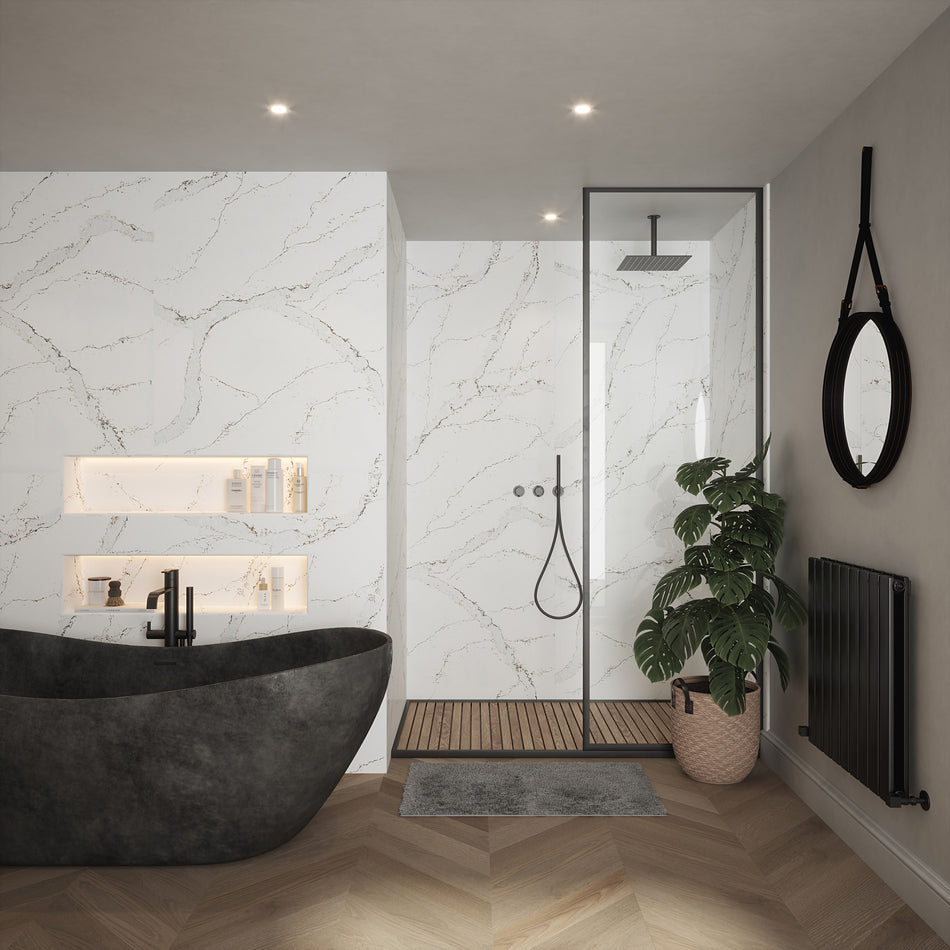 Nuance Tongue & Groove Panel - 2420 x 600 x 11mm - Calacatta Volegno