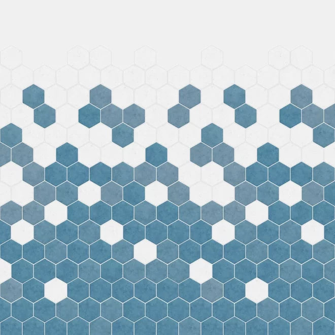 Kinewall Panel - 2500x1250mm - Blue Monochrome Hexagon