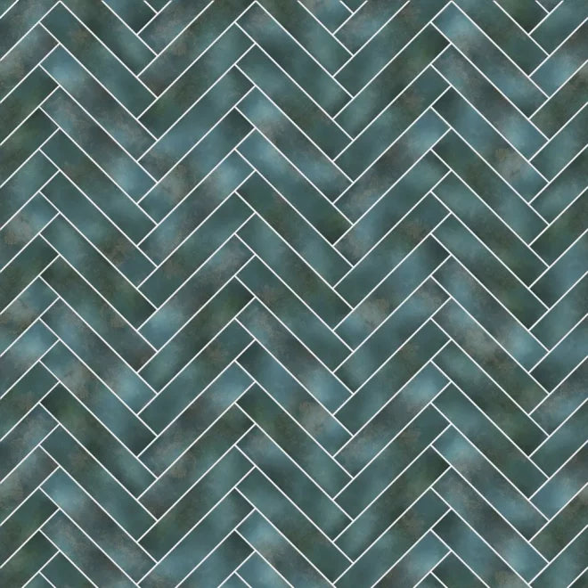 Kinewall Panel - 2500x1250mm - Blue Green Herringbone